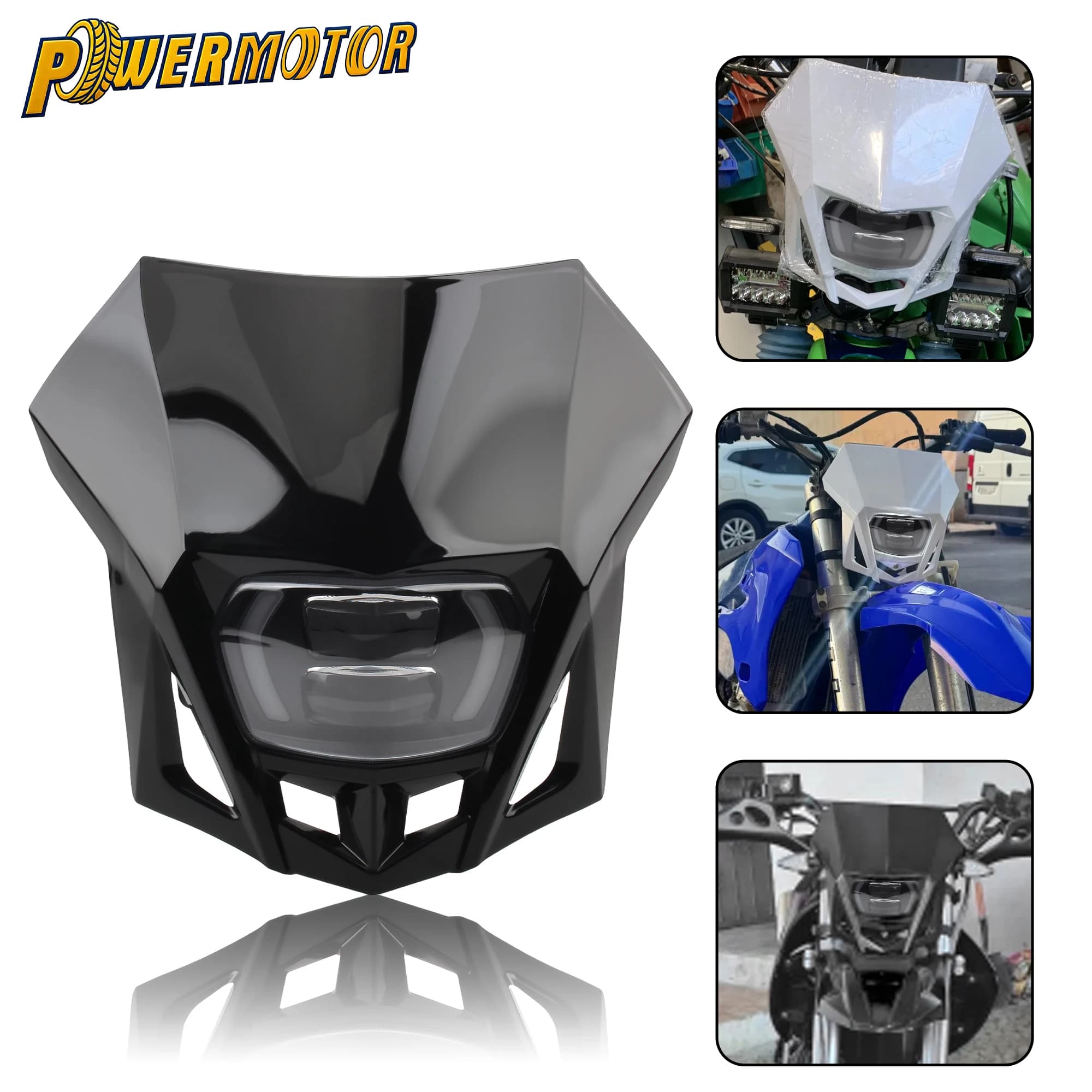 Universal Motorcycle LED Headlight Assembly Headlamp Fairing Mask For Kawasaki KLX Honda XR CRF Suzuki DRZ RMZ Yamaha WR YZ