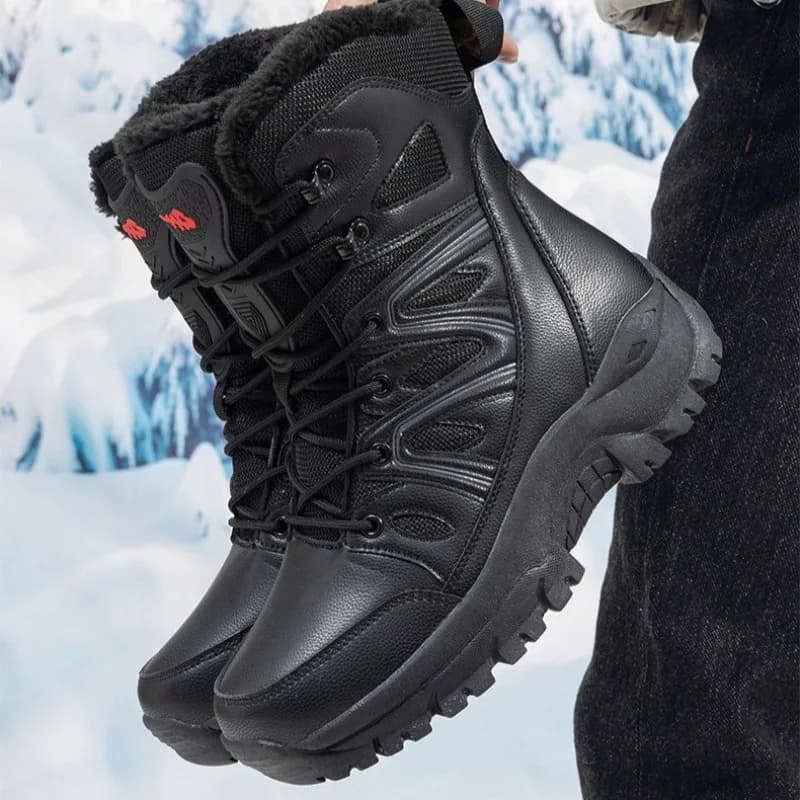 Winter Men's Boots Thicken Plush Warm Snow Boot Outdoor Non Slip Mountaineering Hiking Cotton Boot Winter High-top Boots for Men