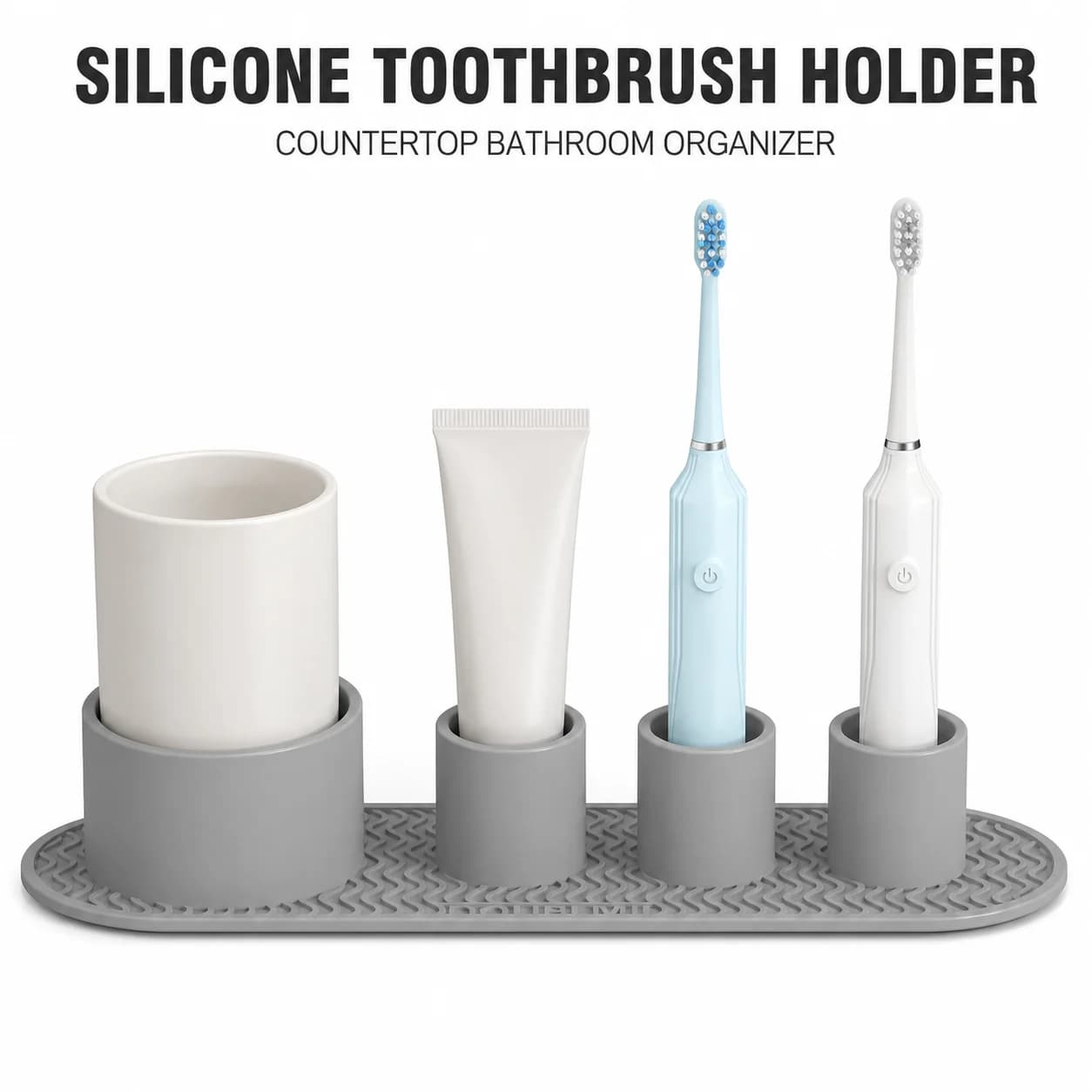 Silicone Electric Toothbrush Holder For Bathroom Countertop Organizer With Drain Holes Toothpaste Shaver Stand
