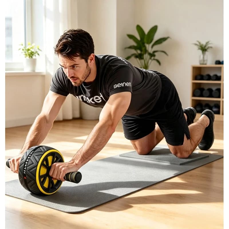 Non Slip Ab Roller Wheel Abdominal Core Training Durable Home Gym Fitness Equipment Men Women
