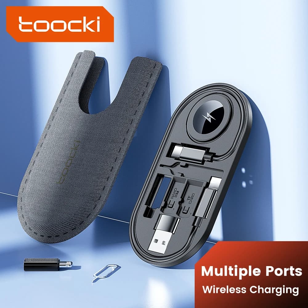 Toocki Mini Data Cord Wire Set Watch caricabatterie Wireless USB C a Tpye C cavo di ricarica rapida Travel Multi Function organizer Box