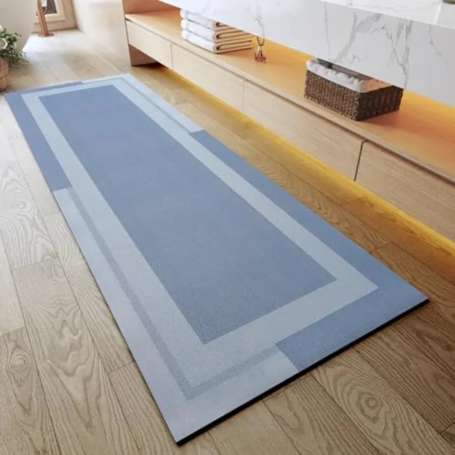 Tappeto da bagno extra lungo antiscivolo, con retro in gomma, ultra sottile, adatto per sotto la porta, ad asciugatura rapida, super assorbente, lavabile.