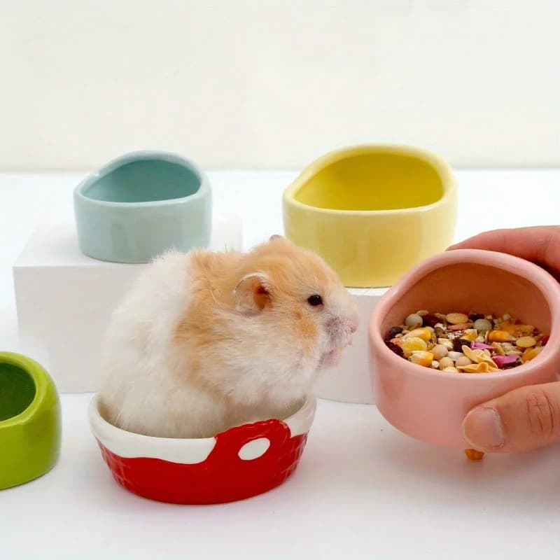 Ciotola per alimentazione per piccoli animali durevole da 1 pezzo, cibo in plastica e piatto per acqua per criceti, uccelli, pappagalli - Design facile da pulire, a prova di aereo