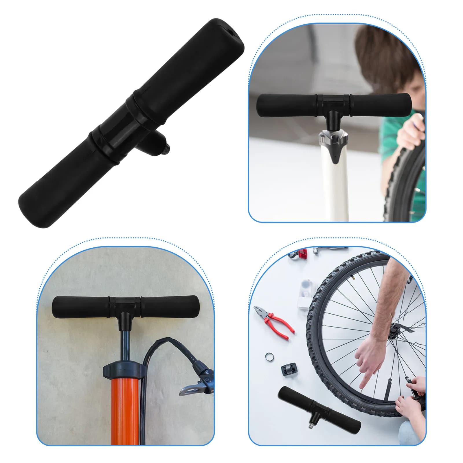 Impugnatura per Pompa Manuale in Plastica Robusta e Ferro, Accessorio Sostituibile per Gonfiaggio Pneumatici Bici