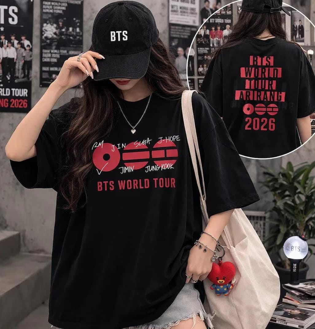 T-shirt BTS Vintage Tour 2026 ARIRANG Kpop Bangtan Boys, Regalo per Fan ARMY, Nuova Moda Estiva per Uomo e Donna, T-Shirt Oversize in Cotone Stile Y2K