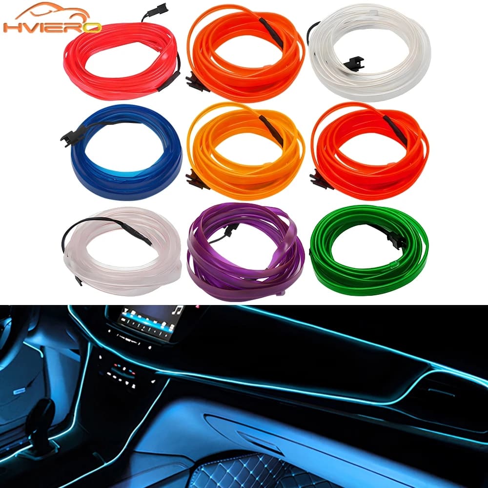 Luci d'atmosfera per interni auto 1/2/3/5M, luci di benvenuto per portiera e cruscotto, strisce LED auto, cavi a tubo, USB, accendisigari, neon 12V