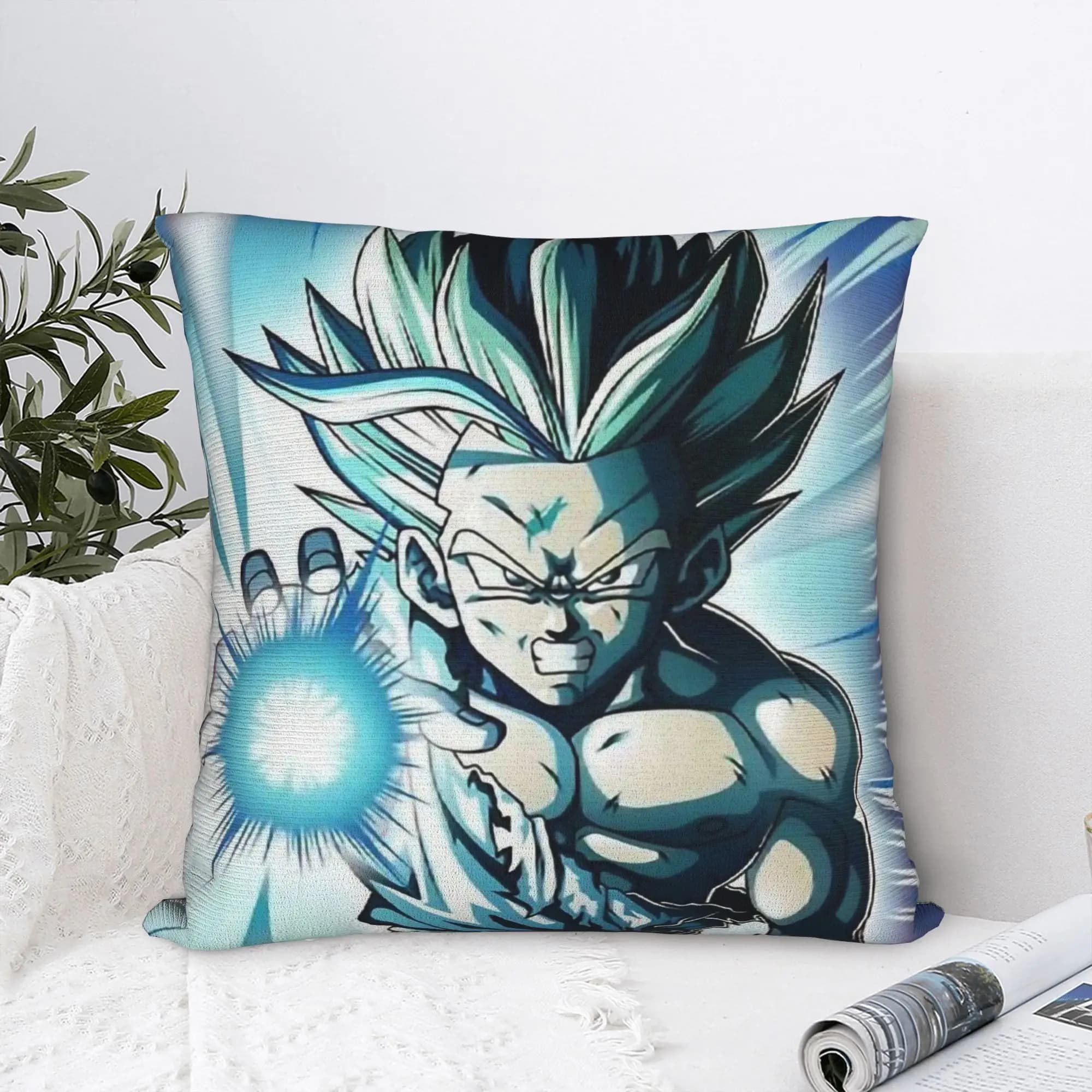 Fodera per cuscino quadrata DBZ Gohan Super Saiyan, federa decorativa creativa in poliestere per la casa 45x45 cm