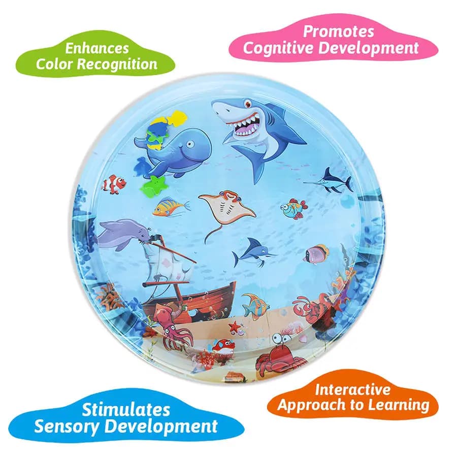Water Sensory Play Mat Thickened Inflatable Water Mat For Cat And Dog Pet Playmat With Fish Sea Ocean Theme Sensory Toy Water