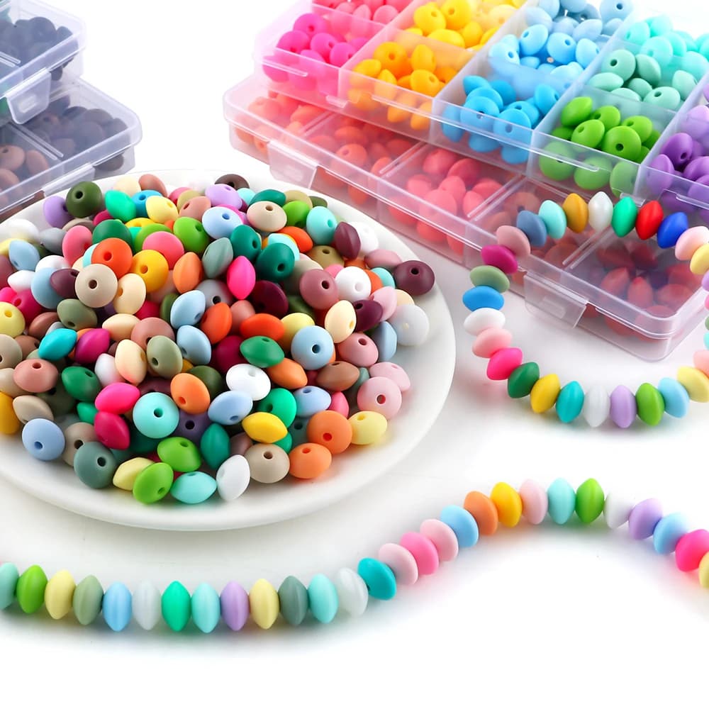 20/30/50/100 pezzi di perline distanziatrici a lenticchia in silicone da 12 mm per gioielli fai da te, portachiavi, collane, braccialetti, ciondoli per zaini, ecc.