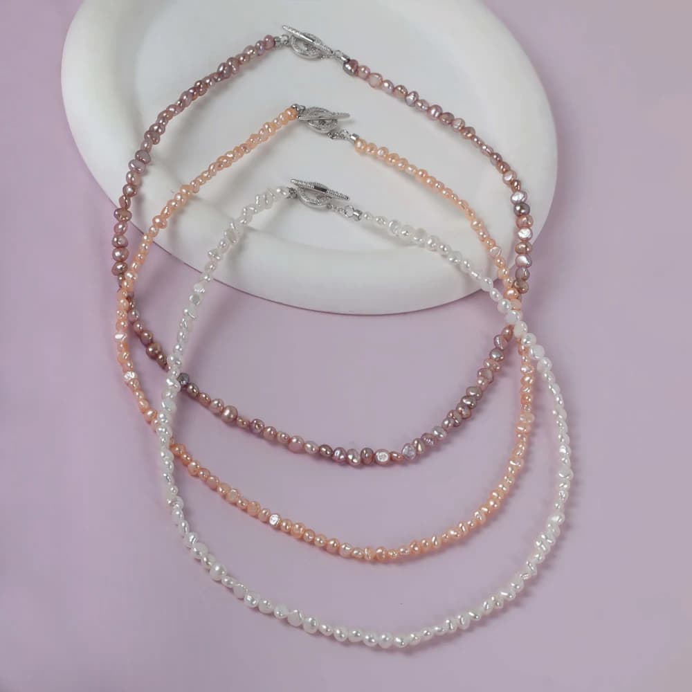 Tiny Irregular Pearl Necklace - 3-5mm Natural Freshwater Seed Pearls, Available In Different Sizes Necklace PN007