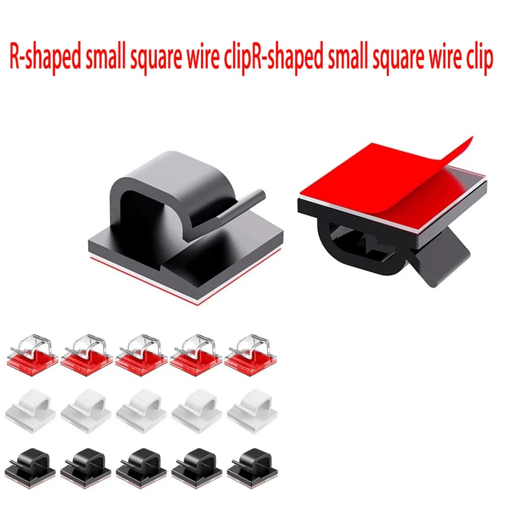 50 Pieces Clips Transparent Cable Stickers, Interior and Exterior Cable Organizer, Cable Holder with Strong Adhesion for Under Desk and Car