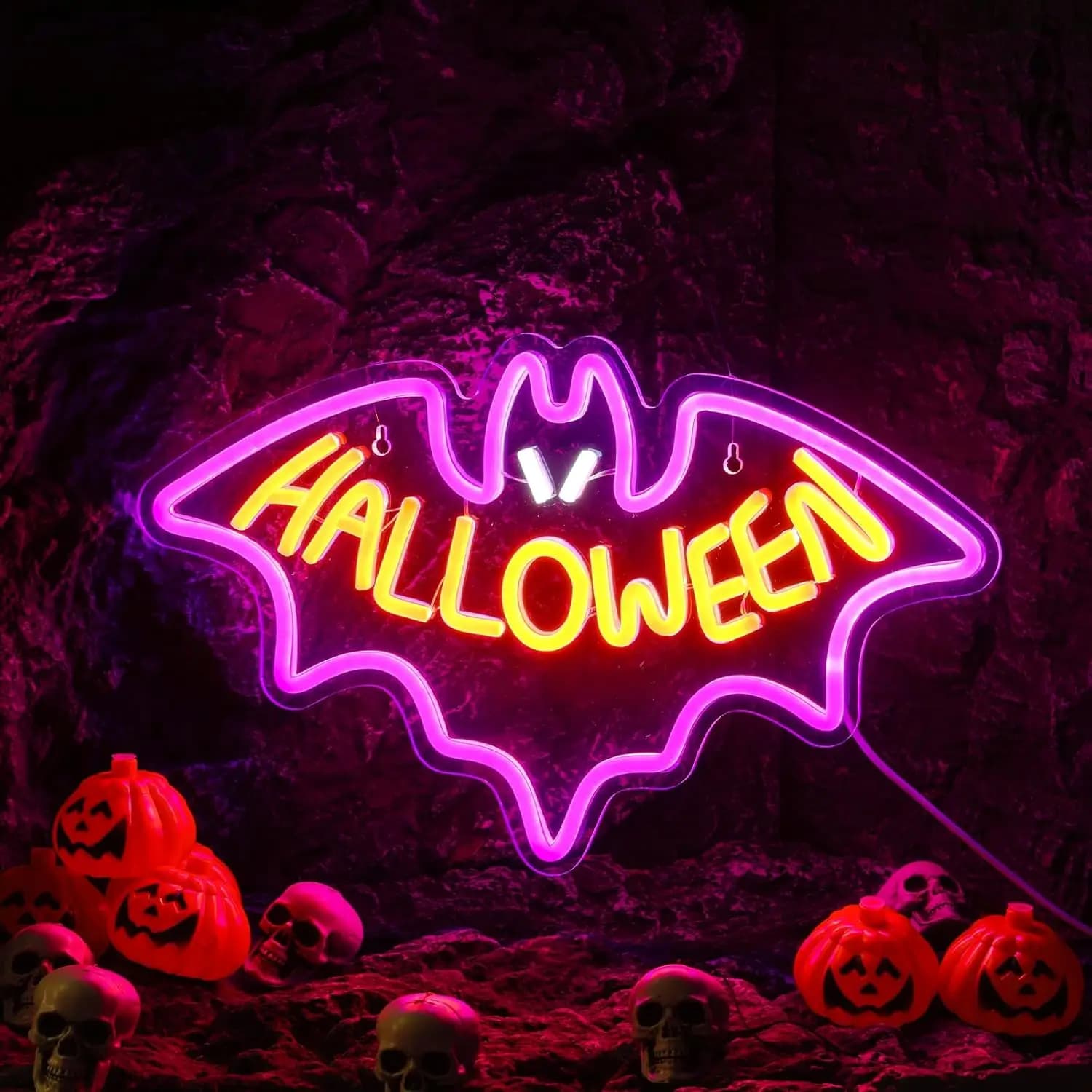 Luce al neon a LED Insegna al neon di Halloween Alimentata tramite USB Crea un'atmosfera festosa dell'orrore perfetta per la decorazione della parete, le feste