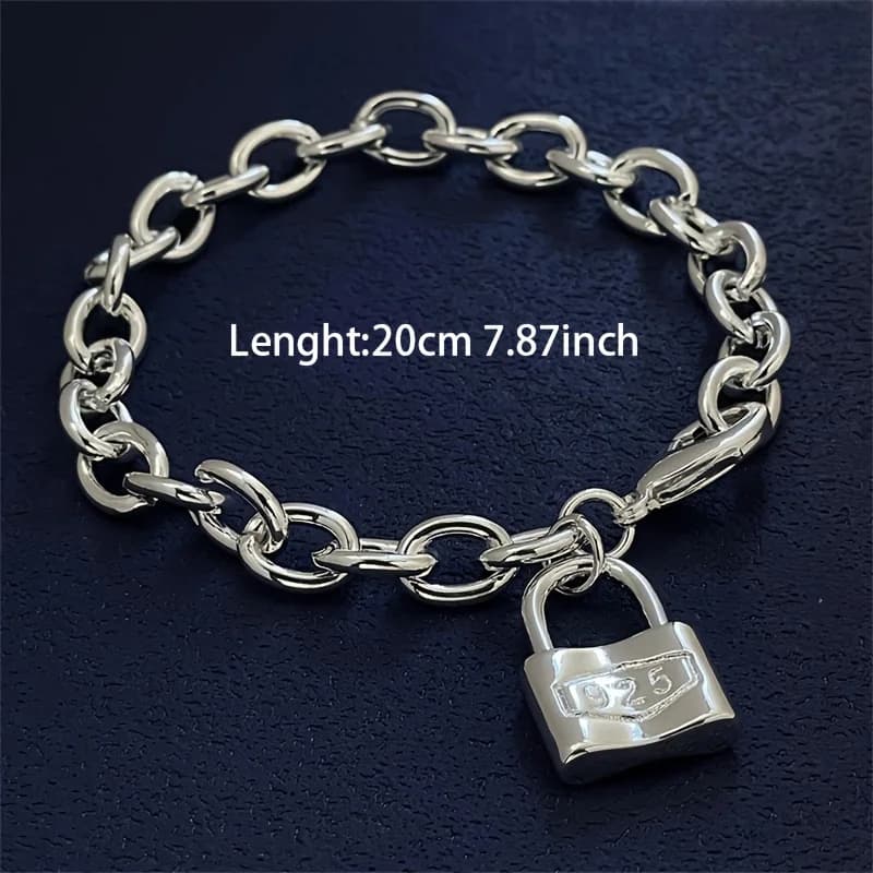 Bracciale con catena in argento sterling 925 con chiusura speciale, per donna, uomo, regalo di lusso per fidanzati, matrimoni, feste, gioielli alla moda.
