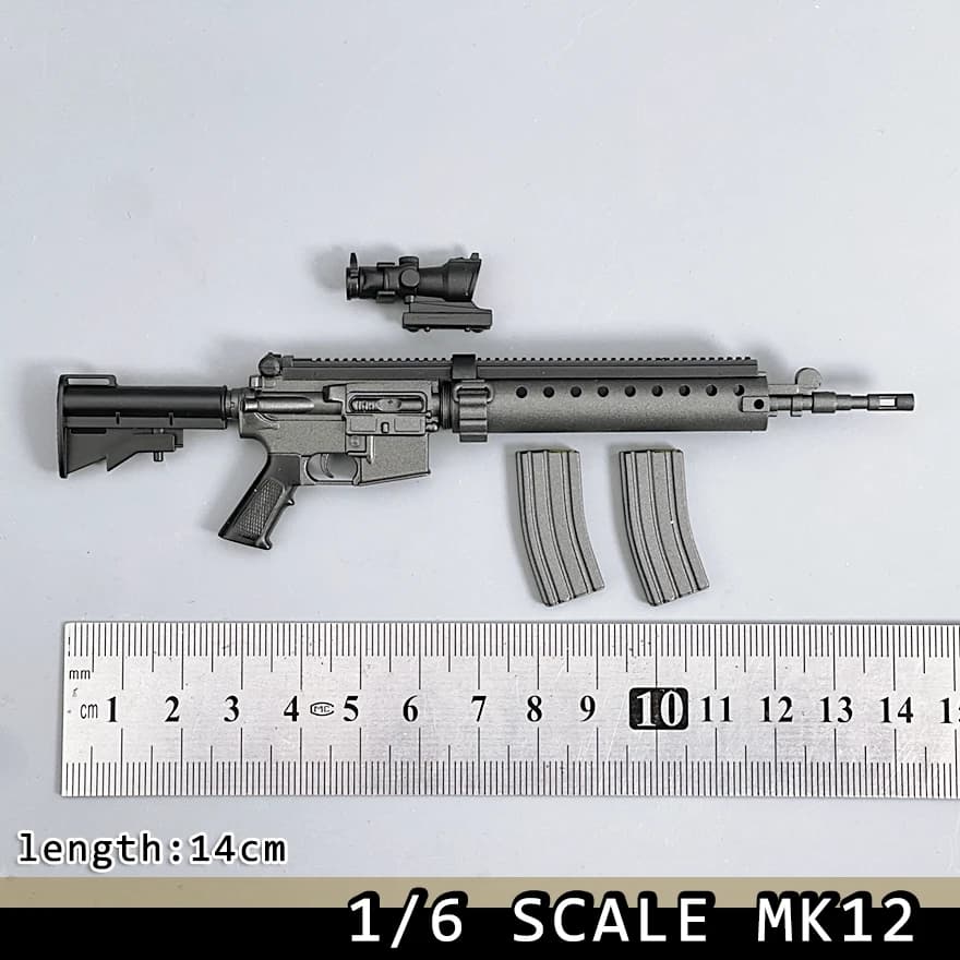 Kit Modello Fucile di Precisione MK12 SPR in Scala 1/6, Assemblaggio in Plastica, Accessorio per Action Figure Militare da 12 Pollici, Regalo da Collezione per Soldati