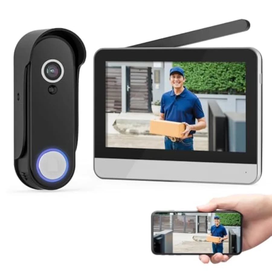 Sistema Videocitofonico Wireless Intelligente con Display Touchscreen da 7 Pollici, Telecamera Videocitofonica 1080P con Rilevamento di Movimento e Audio Bidirezionale Locale