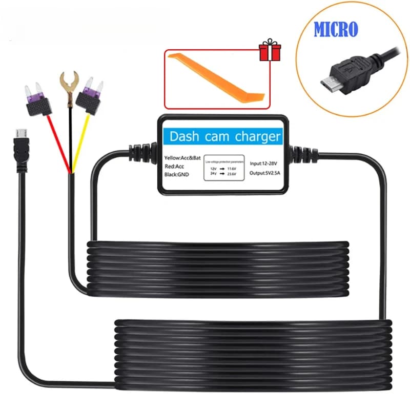 Kit installazione Dash Cam: cavo step-down da 3,5 m 12-24 V per fotocamere Dash Mini/USB-C