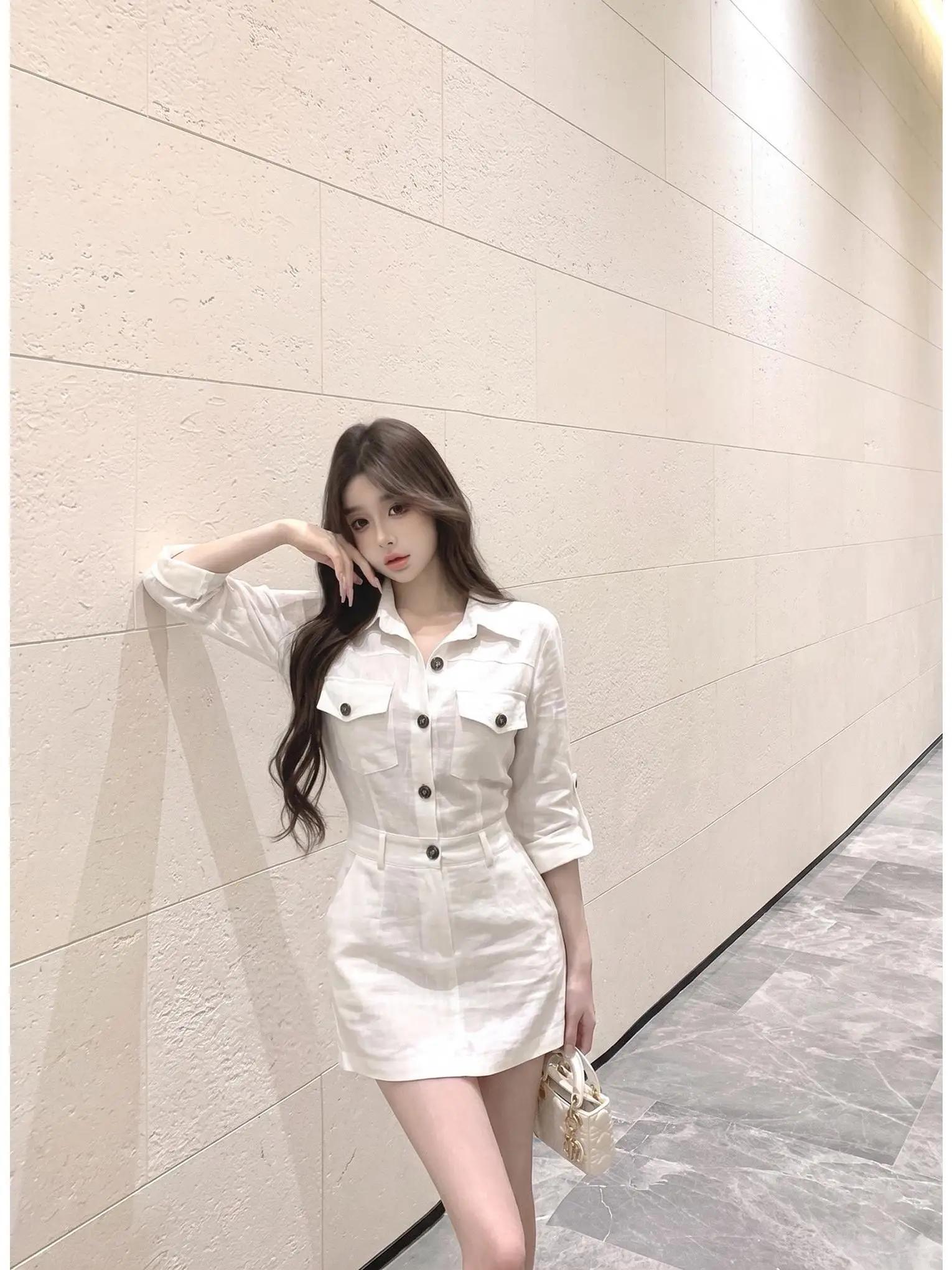 Slimming Pocket Design Workwear Style Short Dress Women's Summer 2026 New Fashion High Waist A-Line Skirt Breathable Skin-Fri...