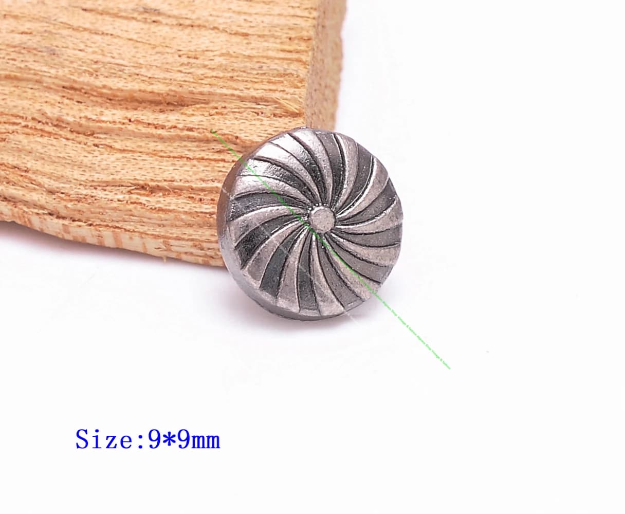 50 pz Retro argento girandola fiore rivetto borchie Fastenners Conchos per cintura portafoglio borsa scarpe Leathercraft Decor