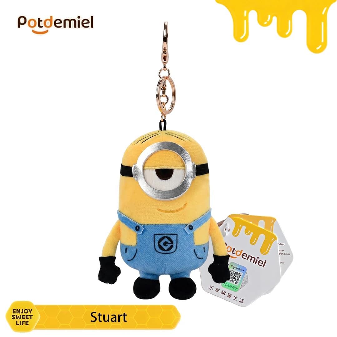 Potdemiel Minions Stuart Plush Handbag Pendant for School Backpack Lively Funny Soft Teens Birthday Gift Party Favor Home Decor