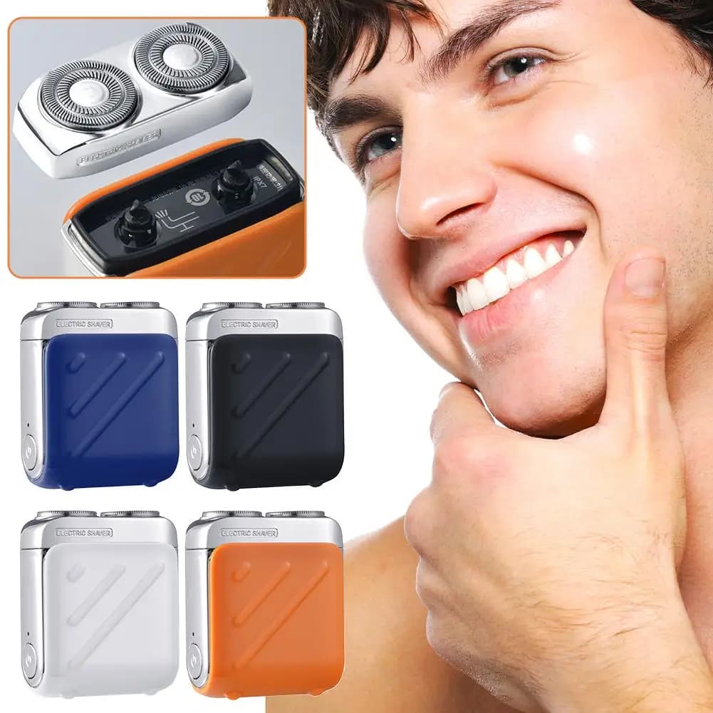 Men's Compact Mini Electric Shaver Magnetic Double Head Magnetic Rotating Shaft Trimmer For Waterproof Shaving