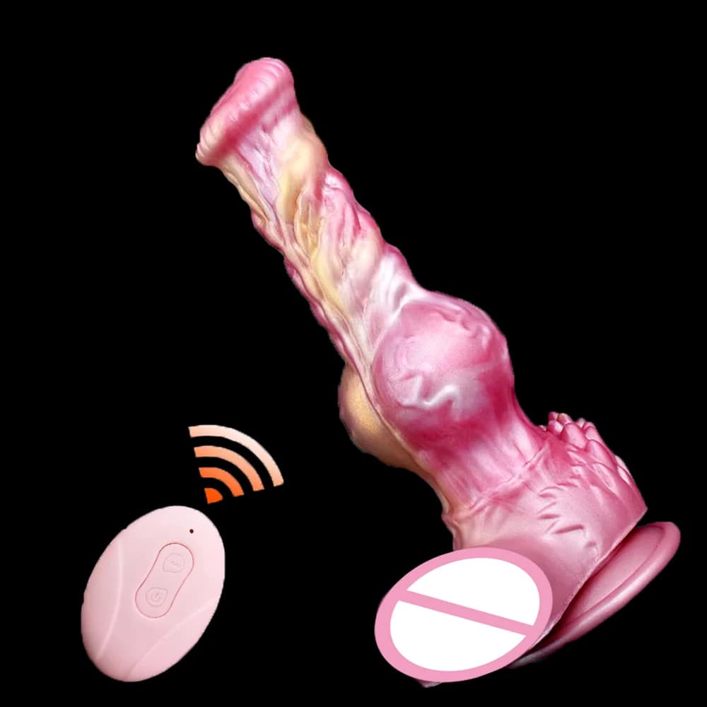 YOCY Fantasy Thrusting Dildo Vibrating 10 Modes Anal Plug Masturbator Big Knot Strapon Dog Penis Toy For Women Telescopic Dildo