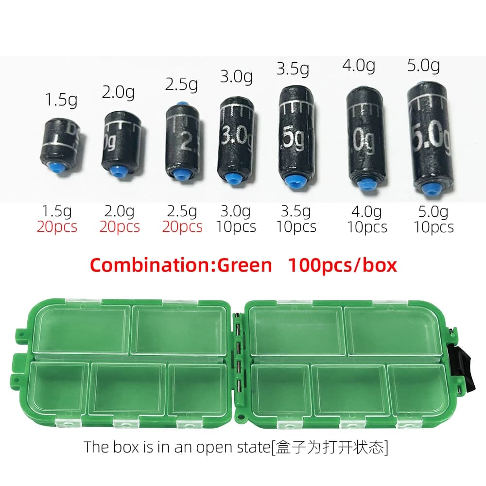 Lead 25-130pcs/box Sinker Fishing Ruler Lead Set Quick Replace 1.5g-5.0g Weight Sinkers Fishing Accessories Tackle Pesca
