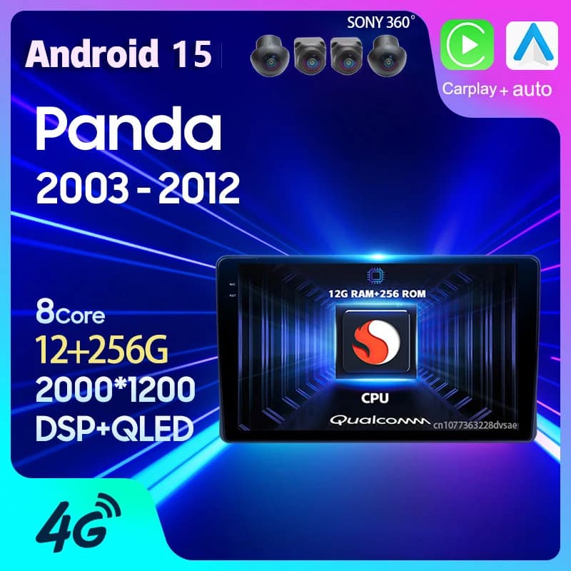 Android 15 Autoradio Per Fiat Panda 169 2003 2004 2005 2006 - 2012 Carplay Auto Navigazione GPS 2 Din Lettore WIFI + 4G Video Stereo