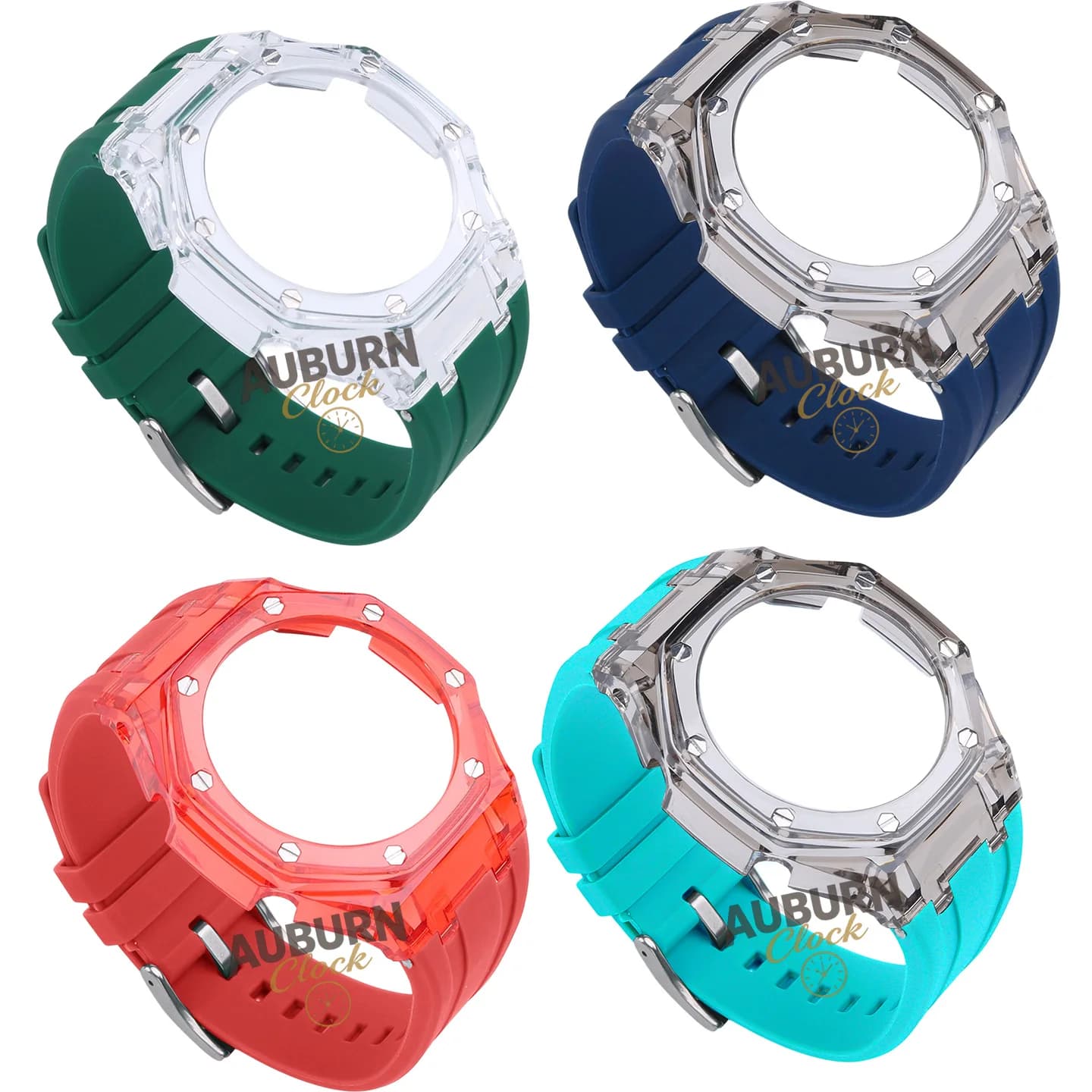 Kit Mod Trasparente Glacier per Casio GA2100 GA2110 GA-B2100 CasiOak, Cassa Stile AP e Cinturino in Gomma, Accessorio di Ricambio per Uomo