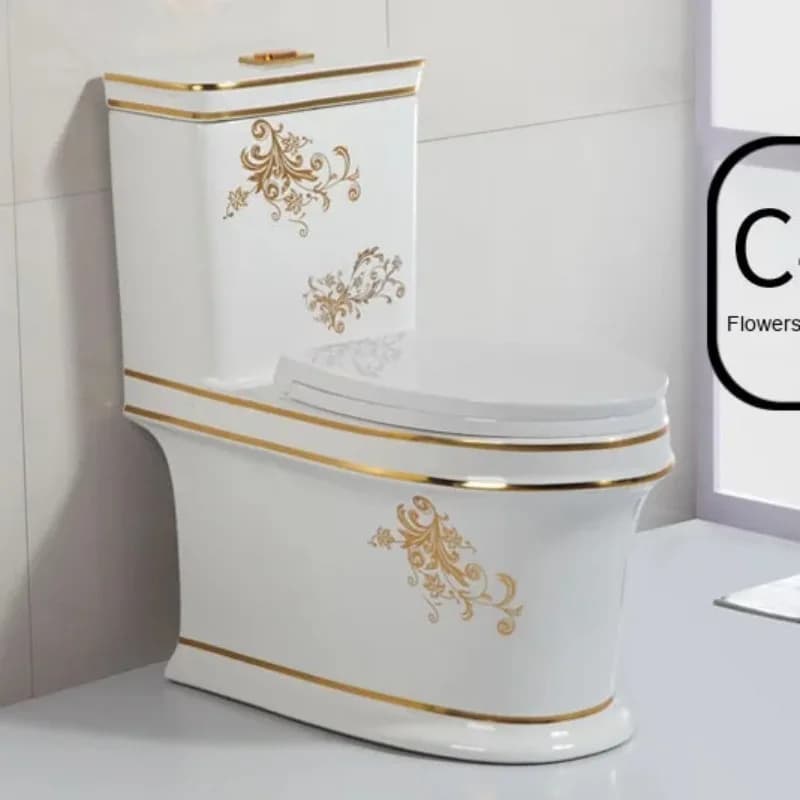 Direct supply of manufacturer silent double exhaust toilet for domestic use water-saving toilet in modern style Colored gold for hotel