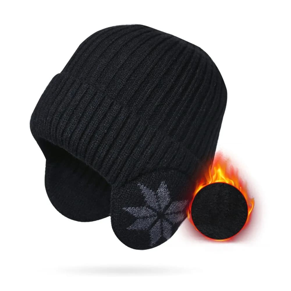 Casual Soft Plush Snowflake Knitted Hat Windproof Thickened Beanies Cap Keep Warm Winter Plain Hats Outdoor Cycling