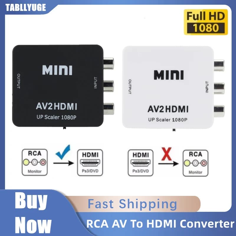 Convertitore Video da AV RCA CVBS a HDMI compatibile 1080P MINI AV2HDMI adattatore convertitore Box per proiettore HDTV Set top box DVD