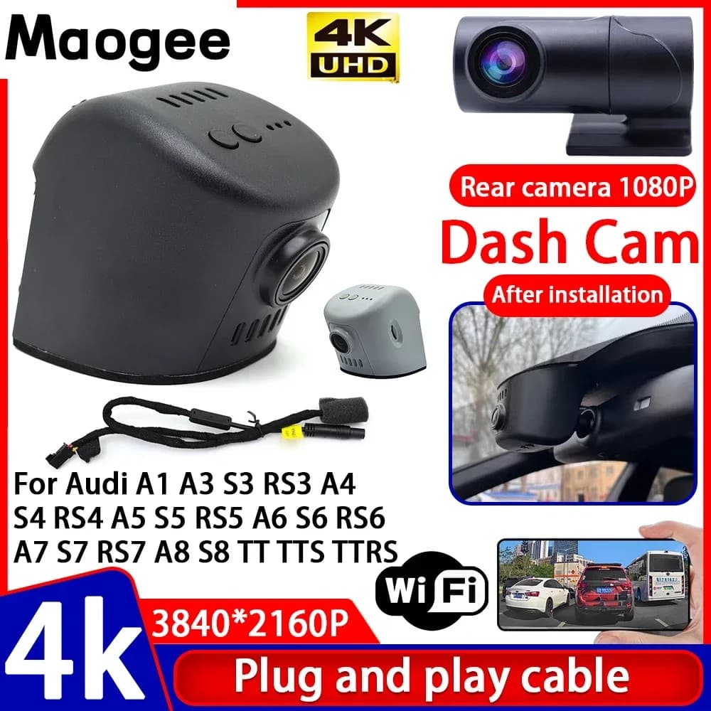 4K UHD Plug and Play, DVR Camera for Auto, Dash Cam for Audi A1 A3 S3 RS3 A4 S4 RS4 A5 S5 RS5 A6 S6 RS6 A7 S7 RS7 A8 S8