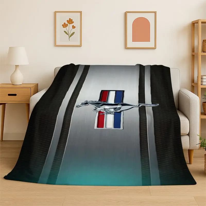 Retro M-Mustang Racing Car Soft Flannel Throw Blanket,Cozy Blanket for Bed,Couch,Sofa,Bedroom,Living Room,Travel,Picnic kids