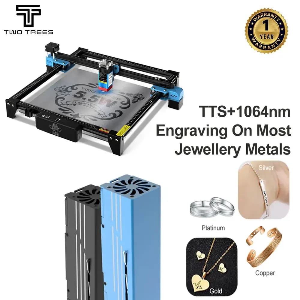 TWOTREES TTS-55 Laser Engraving Machine with Offline Control Wifi 1064nm Red Laser Engraver for Jewelry Engraving Ring Bracelet