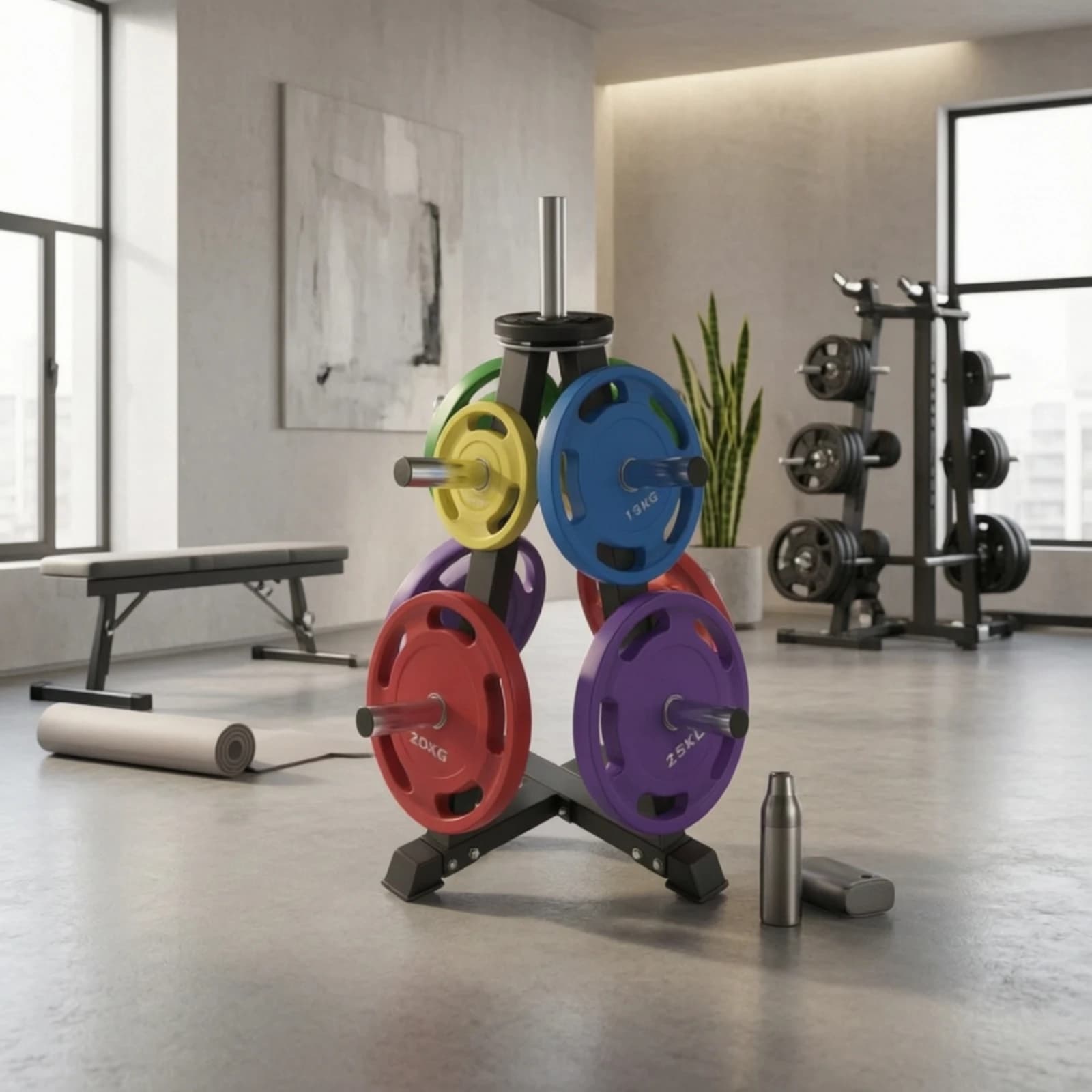 Barbell Plate Storage Rack Stable Weight Plate Rack Compact Long-Lasting for Weightlifters, Home Gym, Fitness Studio