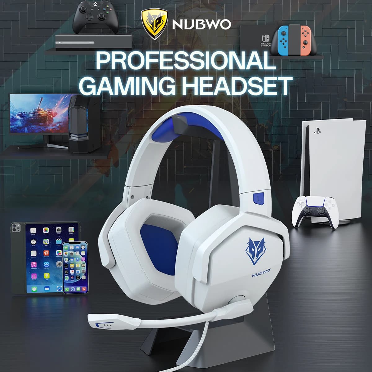 Headphones NUBWO N16 Play stereo audio headphones with microphone Xbox headphones wired with 3.5 mm audio jack for Xbox, Ps5, Ps4