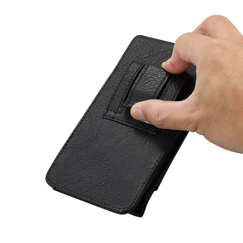 X7XC Wear Resistant PU Belt Bag With Reinforced Card Slots Vertical Phone Holder Nonslip Design For Hiking Running