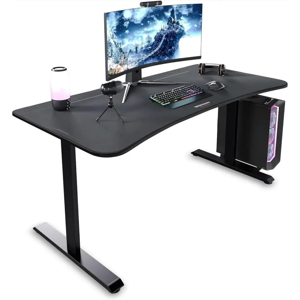 Scrivania da Gaming 1063 con Gestione Cavi - Scrivania Ergonomica da 63 Pollici con Tappetino per Mouse, Robusta Postazione di Lavoro per Casa e Ufficio, per Laptop e PC