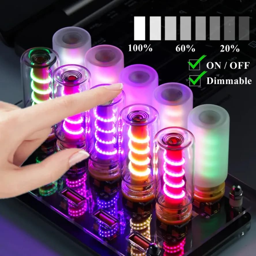 Lampada da Libro a LED con Filamento in Vetro, 7 Colori, Controllo Touch, Dimmerabile, USB 5V, per Auto, Casa, Stanza, Laptop, PC, Decorazione Festiva, Luce Notturna