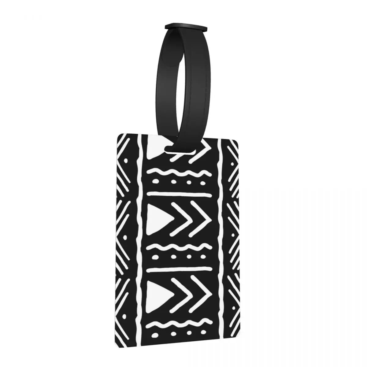 Etichette per Bagagli con Motivo Tribale Africano Bogolan in Bianco e Nero, Accessori per Valigie, Etichetta per Bagaglio da Viaggio, Porta Nome
