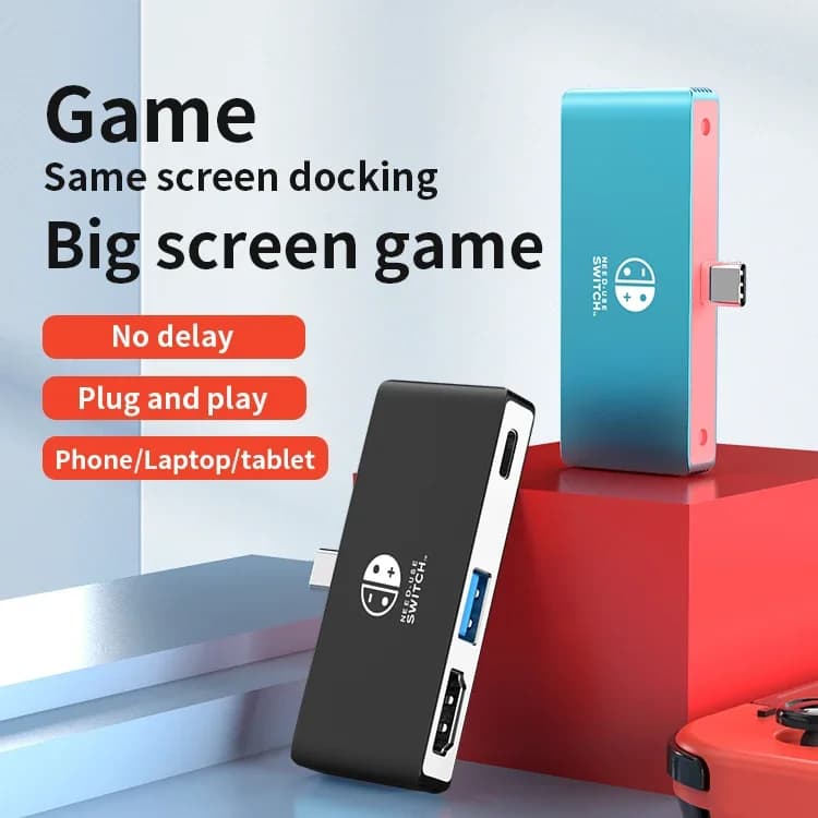 Hub Adattatore 3 in 1 TYPE C per Nintendo Switch, Dock HDMI, Stazione di Aggancio Multifunzione USB per Switch OLED e MacBook Pro