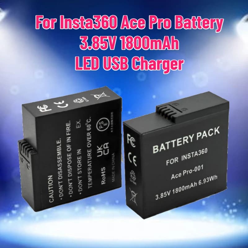 3.85 V 1800 mAh camera battery for battery Insta360 Ace Pro USB charger LED 360 Battery accessories for action camera