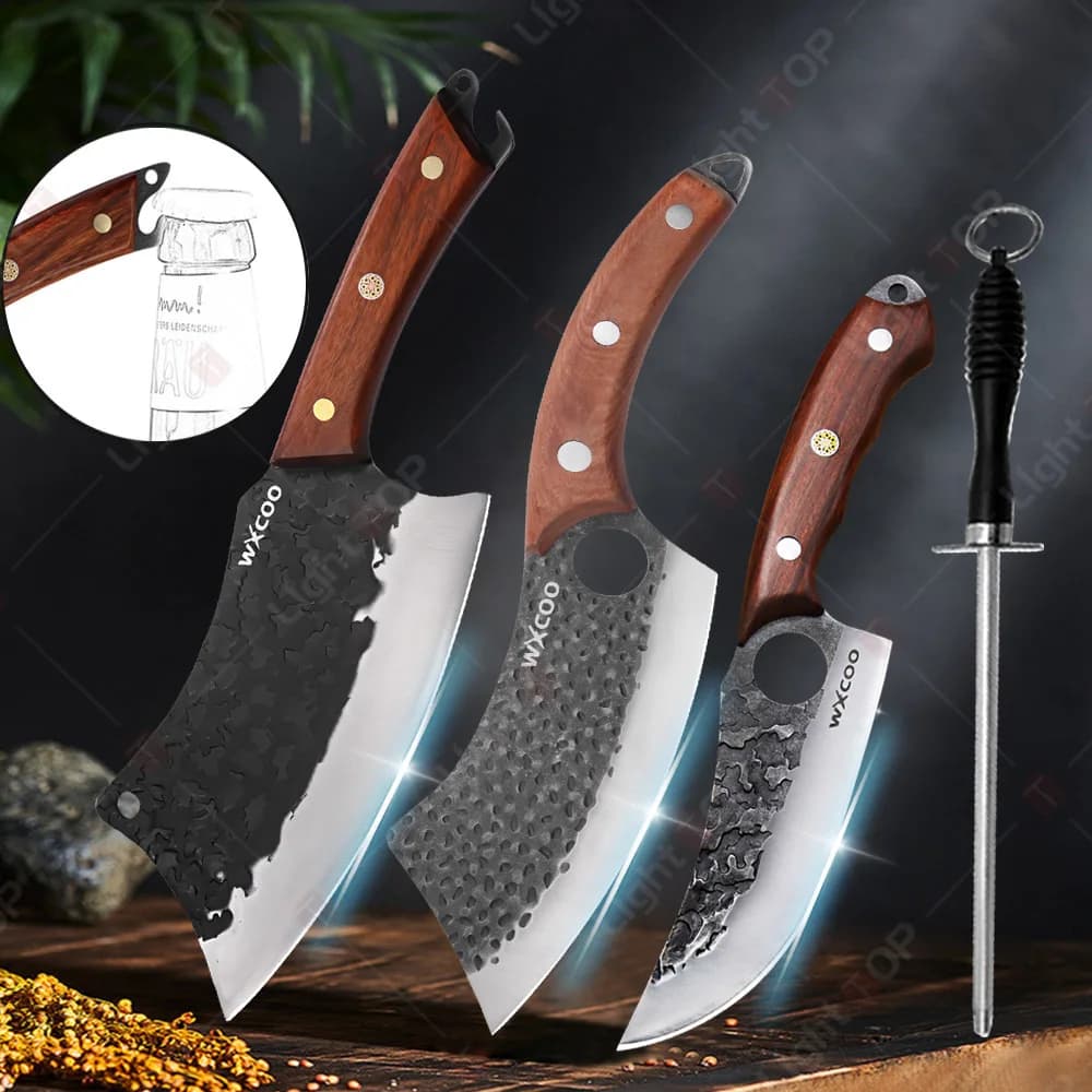 Multifunctional forged kitchen knives Stainless steel butcher knives to bone Chef knife Apribottiglie Multipurpose knife Ergonomic handle