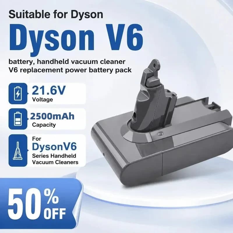 2500mAh for Dyson V6 Battery Replacement Power Pack for Handheld Vacuum Cleaner