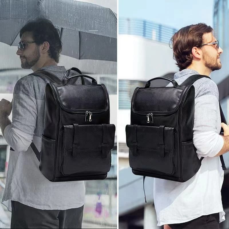 New Business Men Backpack First Layer Cowhide Men's Bag Genuine Leather Schoolbag Large 16 Inch Laptop Travel Backpack Designer
