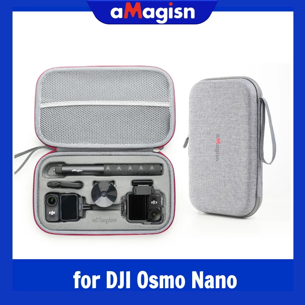 aMagisn Custodia protettiva rigida per DJI Osmo Nano, contiene gabbia per fotocamera selfie stick - Custodia da trasporto per accessori Nano
