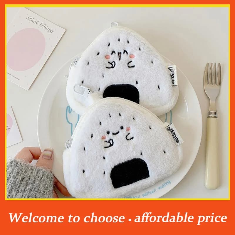 []Cute Cartoon Plush Rice And Vegetable Roll Wallet Creative Storage Bag Pendant Backpack Decoration Pendant Accessories Gift
