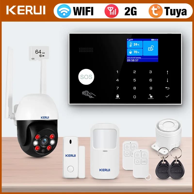 KERUI G30 Sistemi di allarme GSM/WiFi Sistema completo, Allarme domestico Tuya con sirena di allarme, Set di sicurezza domestica con sensore per porte e finestre