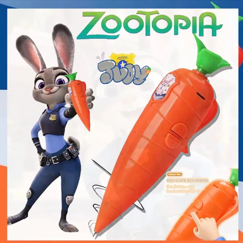 @ Disney Zootopia 2 Penna Registratore Carrot | Stile Judy & Nick per bambini | Registratore Mini Anni '60 | Penna Gel 2-in-1 per Cancelleria