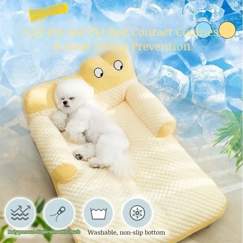 Tappetino rinfrescante per animali domestici con cuscino a forma di L e due occhi carini per cani e gatti Tappetino rinfrescante per ghiaccio lavabile Design confortevole estivo